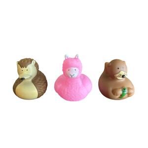 Set of 3 Hedgehog Pink Llama Otter 2" Rubber Ducks Duckies Jeep Duck Ducked
